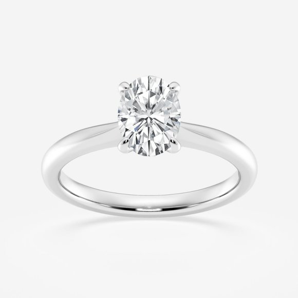 1 ctw Oval Lab Grown Diamond Petite Solitaire Engagement Ring - Picture 1 of 7